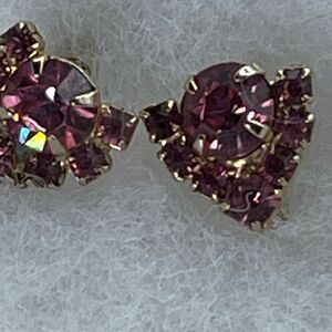 Vintage pink cut glass screw back earrings.